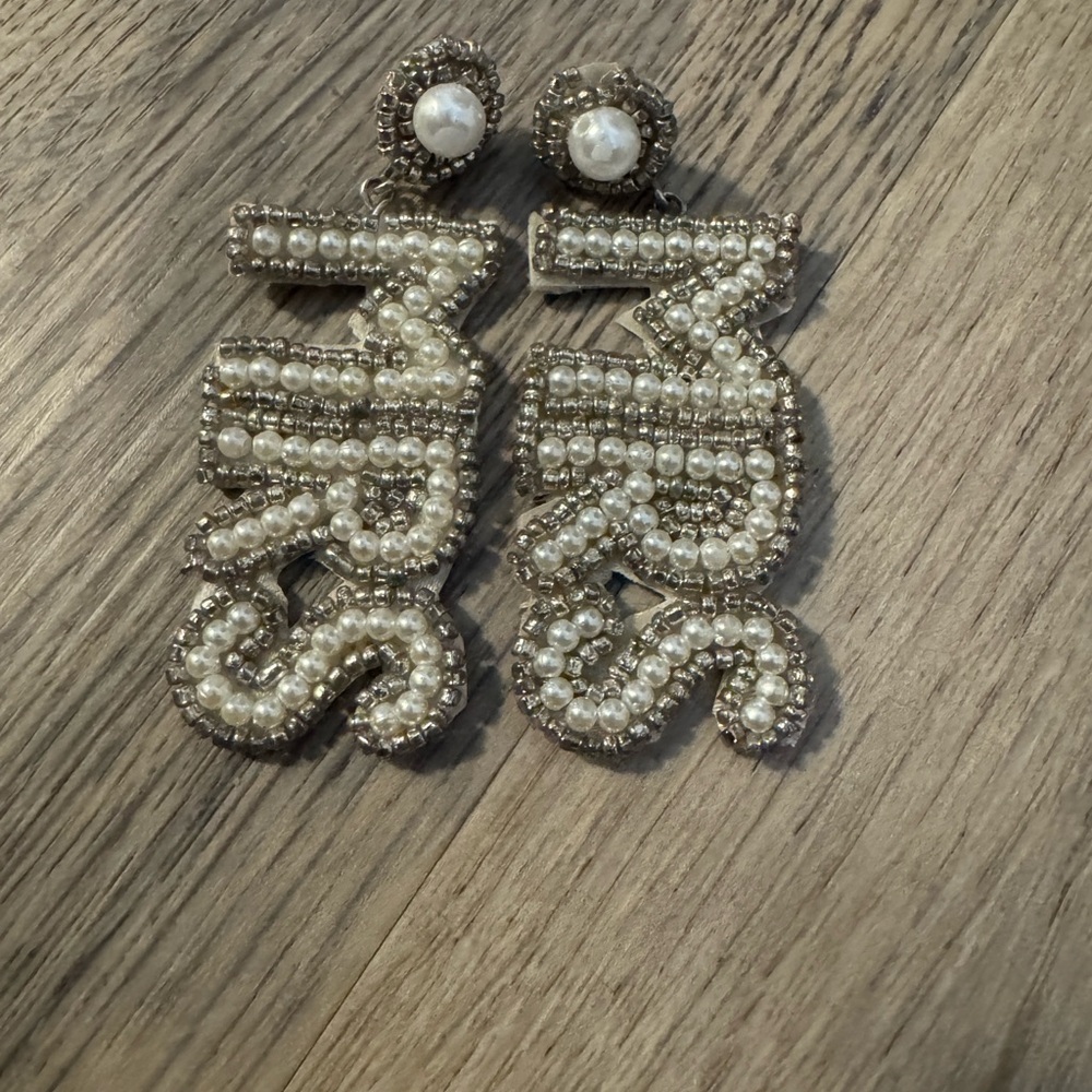 Piper K Pearl 'MRS' Statement Earrings